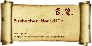 Busbacher Marián névjegykártya